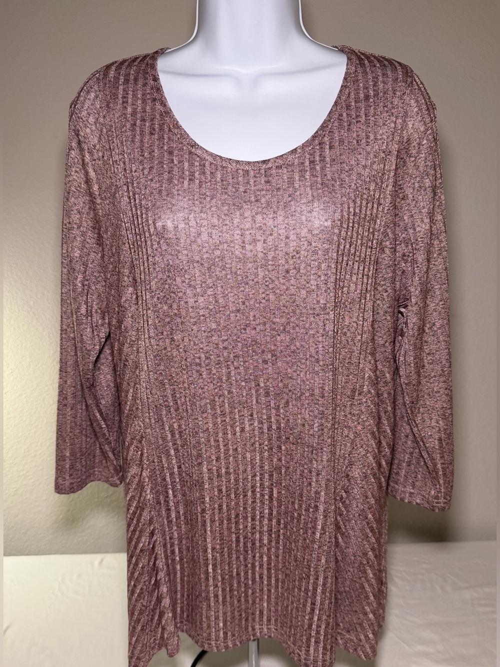Jones New York Dusty Rose Scoop Neck Knit Tunic